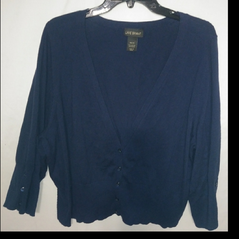 Lane Bryant Super Dark Navy Crop Sweater 28 Plus